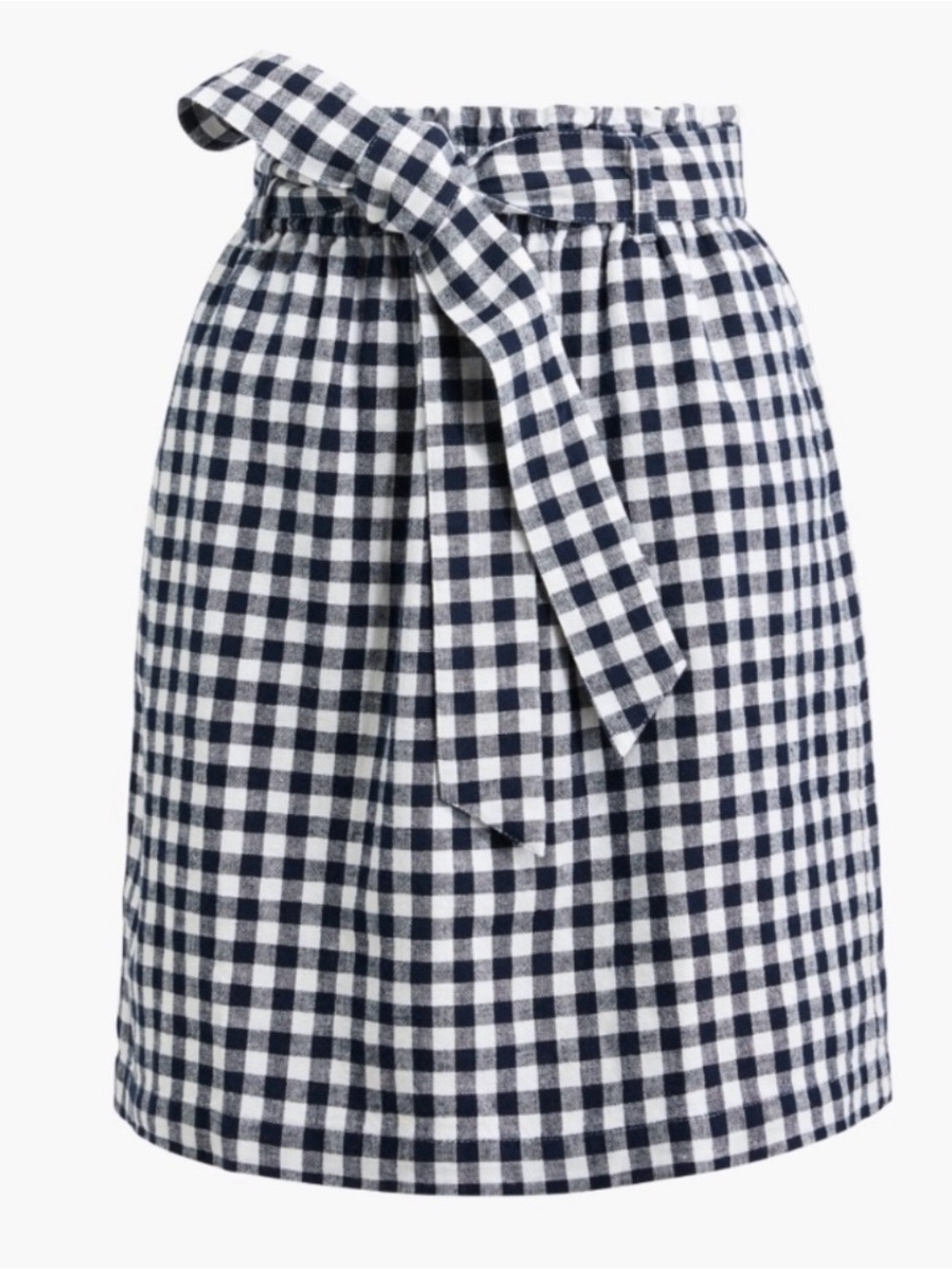 I. Crew Factory Women’s Navy and White Gingham Tie-Waist Skirt
